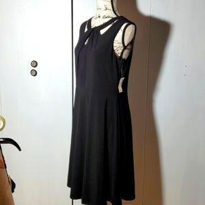 Jones Studio| Womens Black Twist Front Sleeveless Midi Dress Career Sz. 10